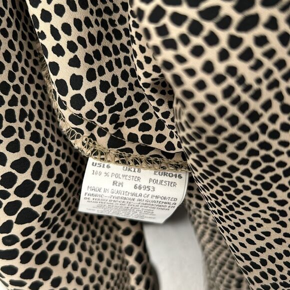 Vintage Leslie Fay Belted Animal Print Dress Size 16P Button Up - Picture 8 of 8